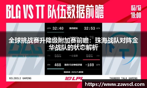 全球挑战赛升降级附加赛前瞻：珠海战队对阵金华战队的状态解析